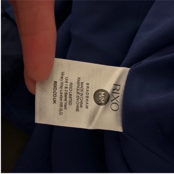 RIXO London Bradshaw Sequin beaded Dress One Sleeve Ombre Blue Metallic 8 NWT - Picture 10 of 11